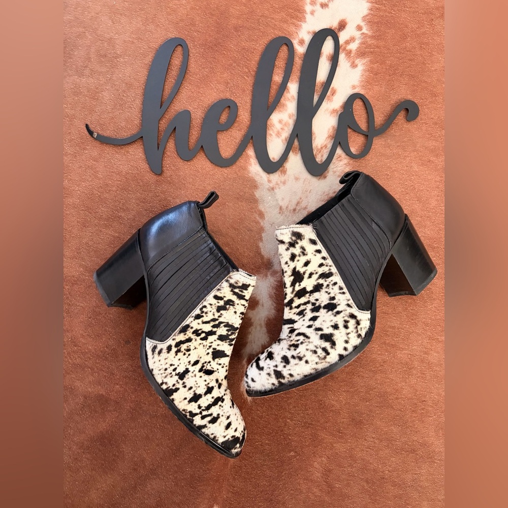 Beau Coops Anthropologie Cowhide Ankle Boots
